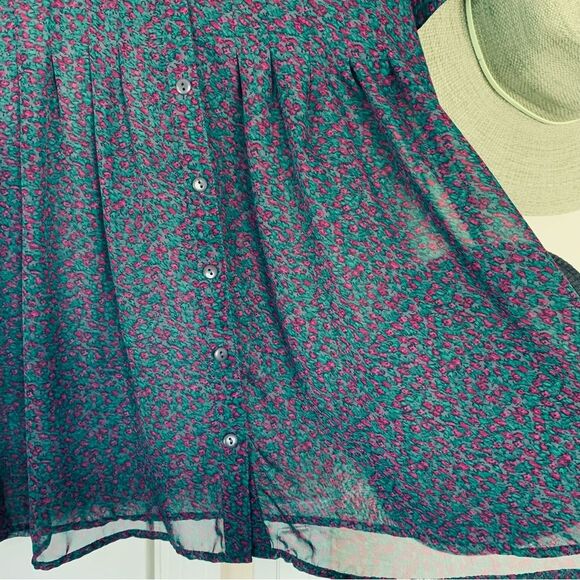 Forever 21 Floral Shear/See-Through Dressy Babydoll Tunic Blouse | Size: M - Picture 4 of 4
